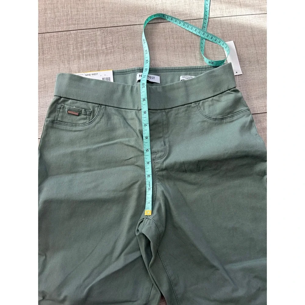 Nine West Heidi Pull On Crop‎ Pants Agave Green Stretch High Rise Size 8 - Picture 4 of 7